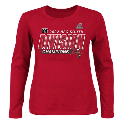 Women's Fanatics Red Tampa Bay Buccaneers 2022 NFC South Division Champions Divide & Conquer Plus Long Sleeve T-Shirt