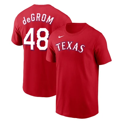 Men's Nike Jacob deGrom Red Texas Rangers Name & Number T-Shirt