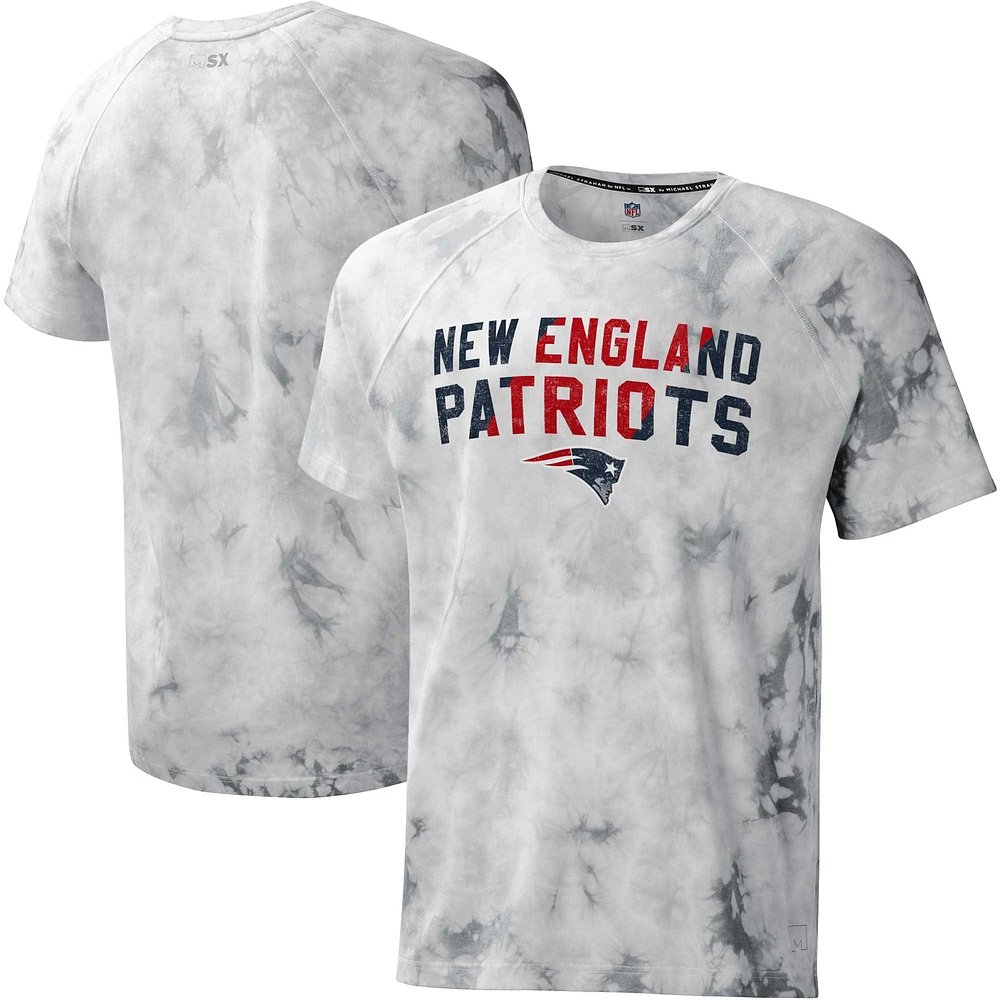 Men's MSX by Michael Strahan Gray New England Patriots Resolution Tie-Dye Raglan T-Shirt