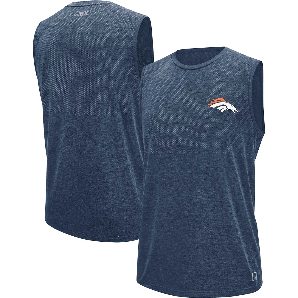 Men's MSX by Michael Strahan Navy Denver Broncos Warm Up Sleeveless T-Shirt