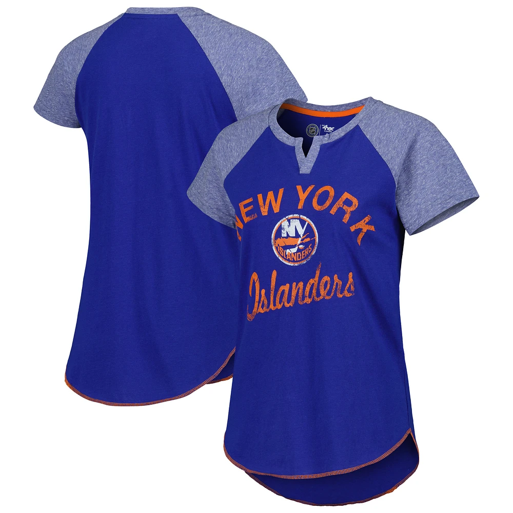 Women's Starter Royal New York Islanders Grand Slam Raglan Notch Neck T-Shirt