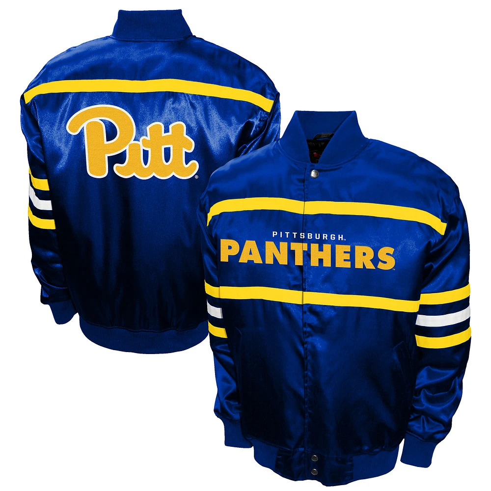 Men's Franchise Club Royal Pitt Panthers 2nd Era Full-Snap Satin Jacket