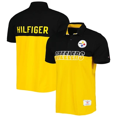 Men's Tommy Hilfiger Gold/Black Pittsburgh Steelers Color Block Polo