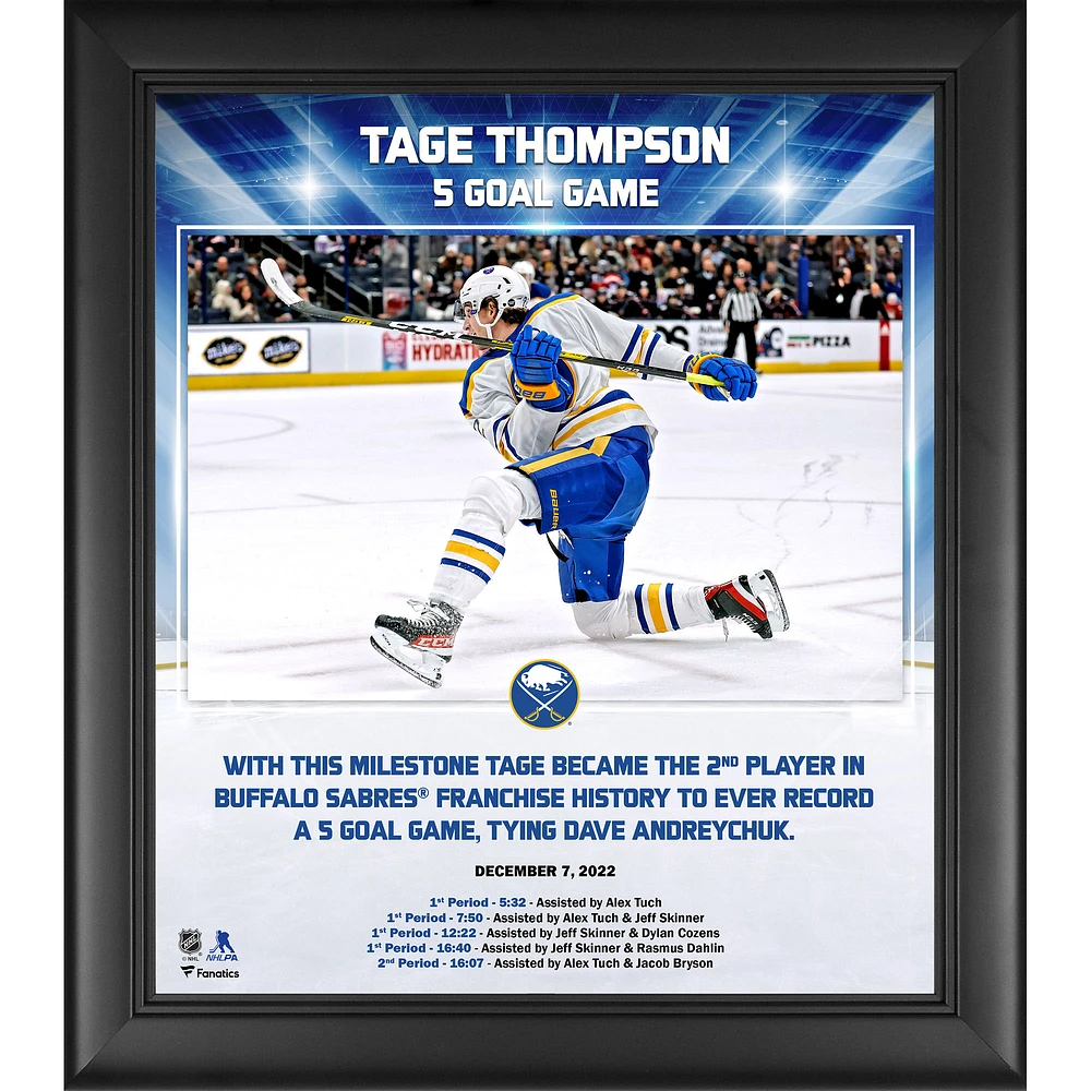 Tage Thompson Buffalo Sabres Framed 15" x 17" Five-Goal Game Collage