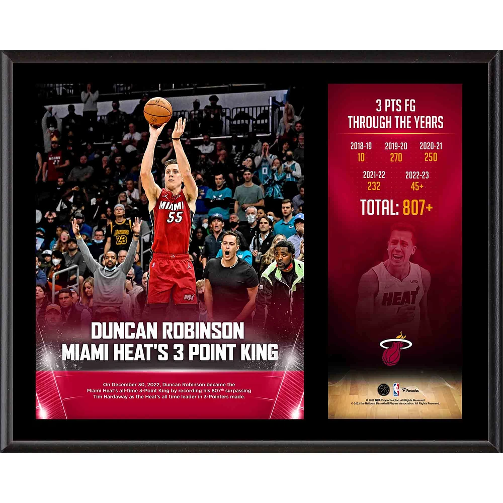 Duncan Robinson Miami Heat 12" x 15" 2022 Franchise Three-Point King Sublimated Plaque