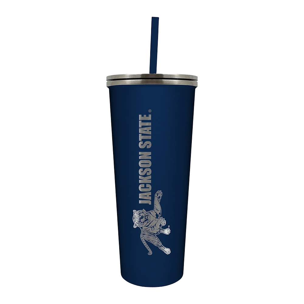 Navy Jackson State Tigers 24oz. Vertical Mascot Logo Skinny Tumbler