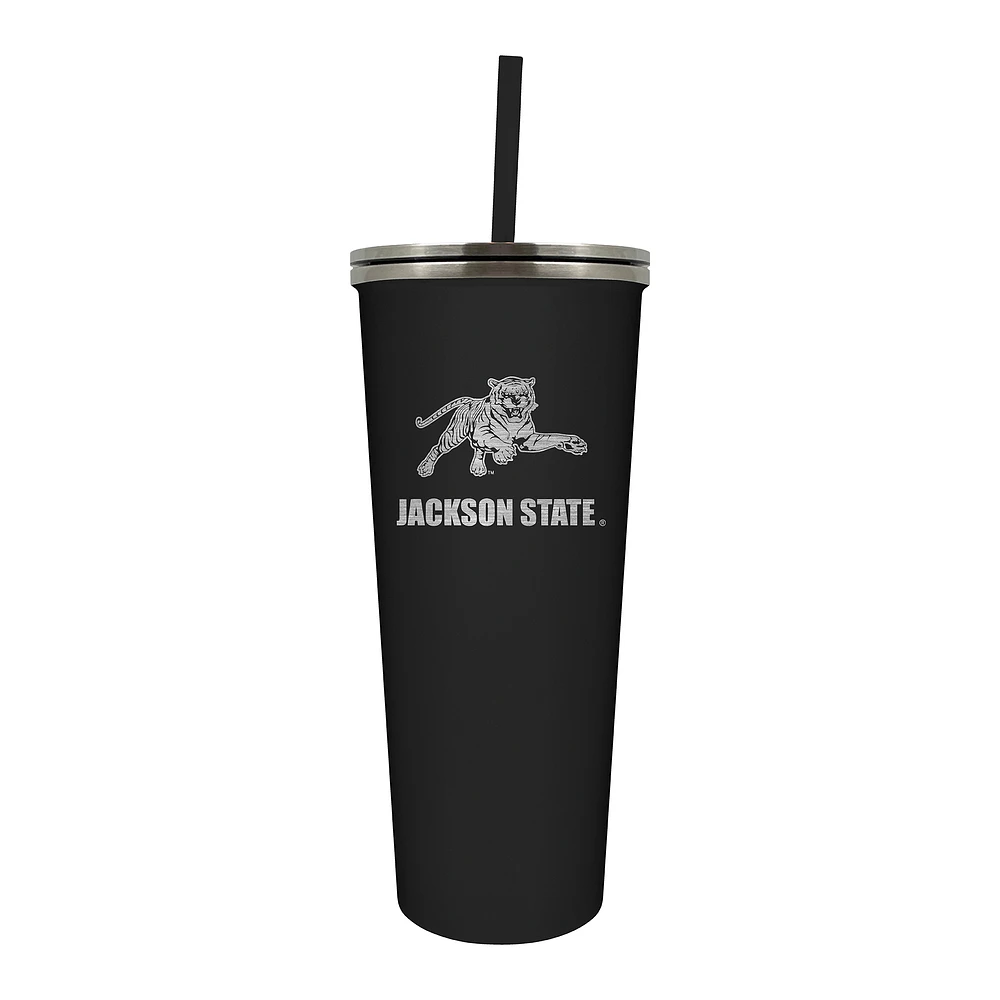 Black Jackson State Tigers 24oz. Mascot Logo Skinny Tumbler