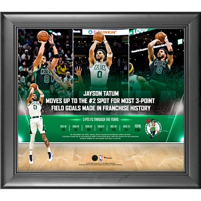 Jayson Tatum Boston Celtics Framed 15" x 17" 2022 #2 Three-Pointers Made in Franchise History Collage