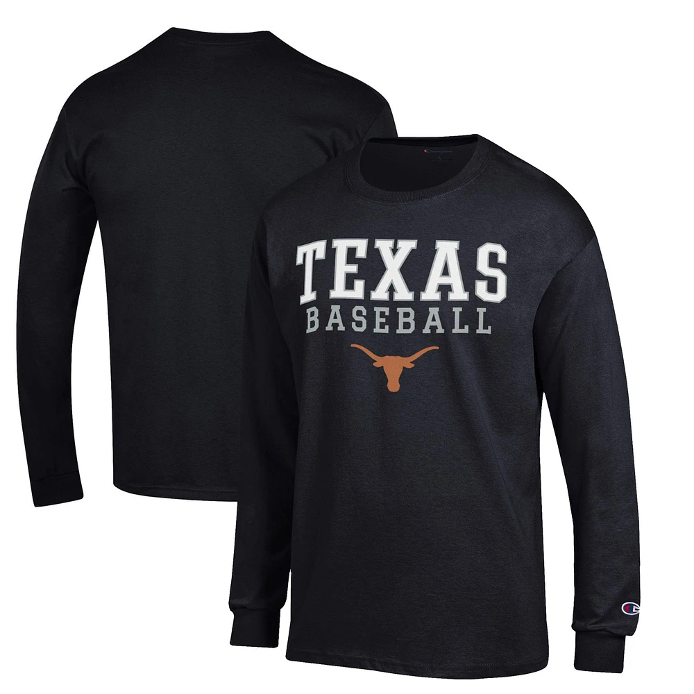 Men's Champion Black Texas Longhorns Icon Baseball Long Sleeve T-Shirt