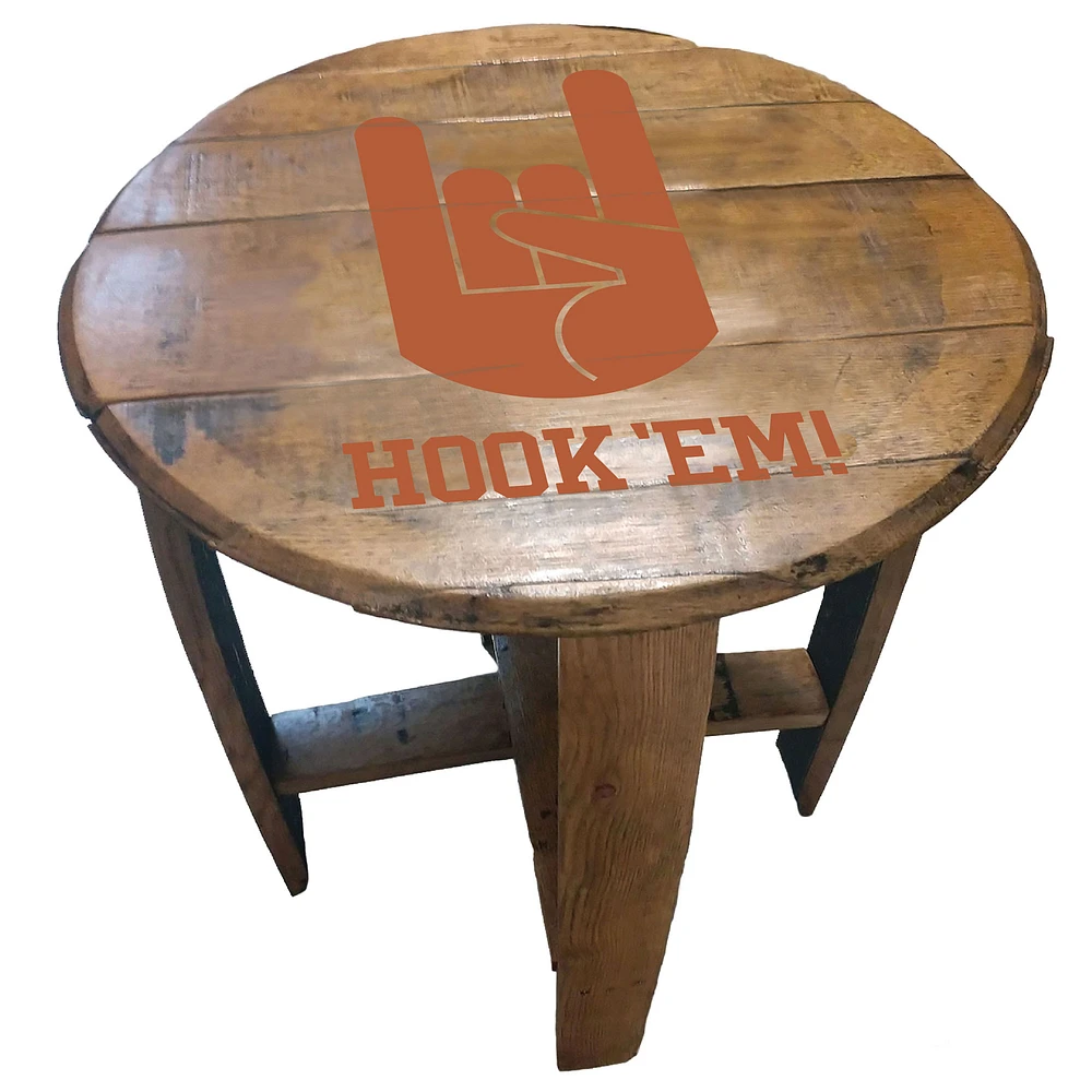 Imperial Texas Longhorns Hook 'Em Oak Barrel Table