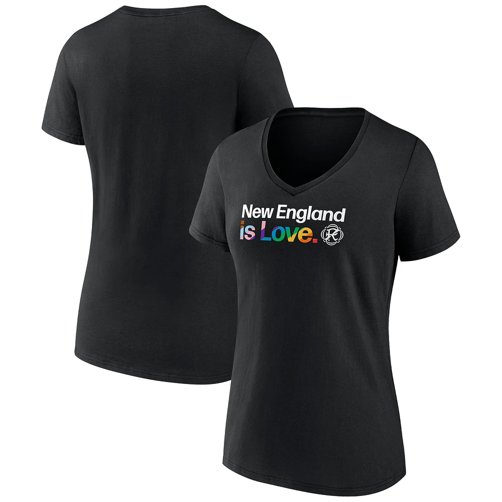 Women's Black New England Revolution Team City Pride Logo - V-Neck T-Shirt