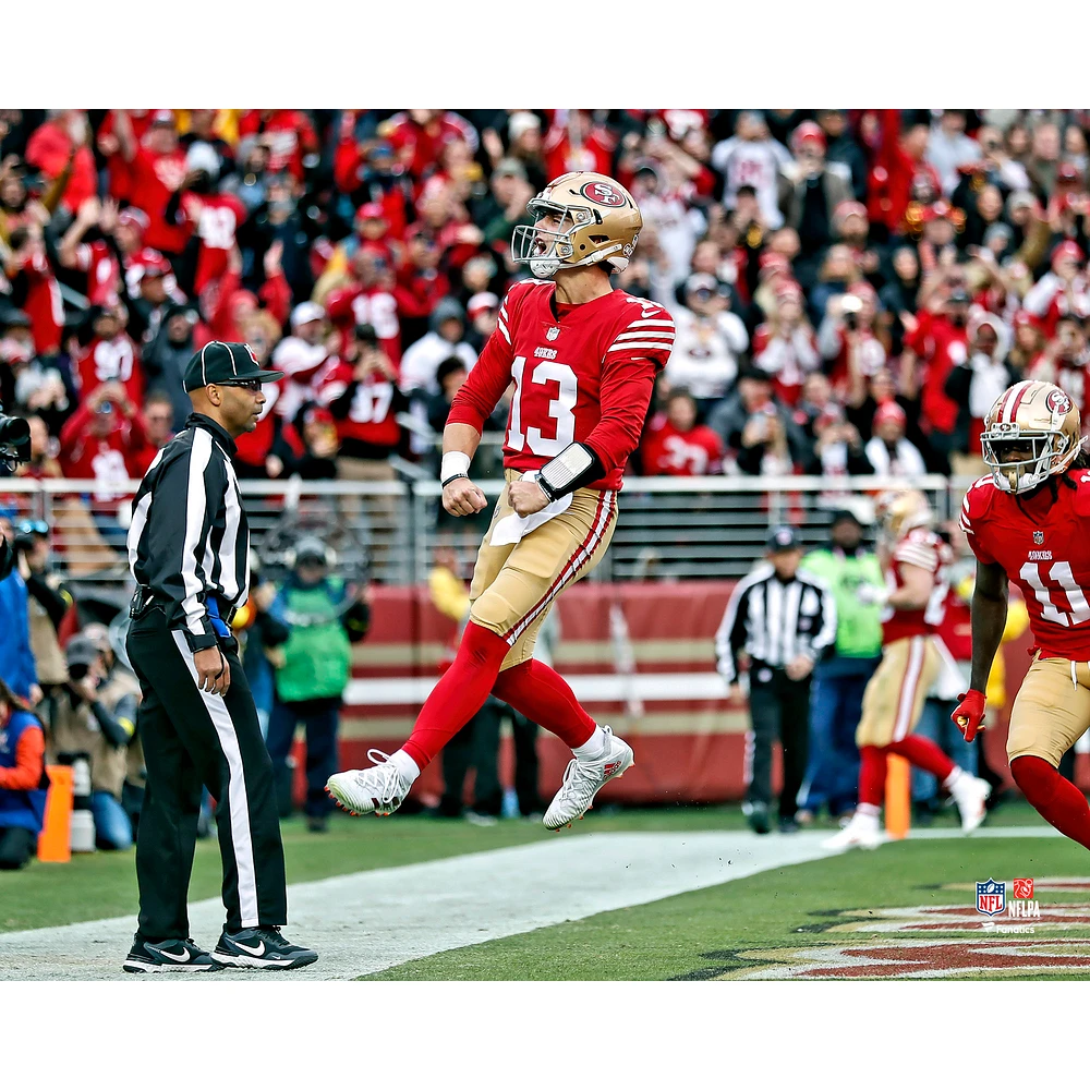 Brock Purdy San Francisco 49ers Unsigned Celebrating First Career Touchdown Photograph
