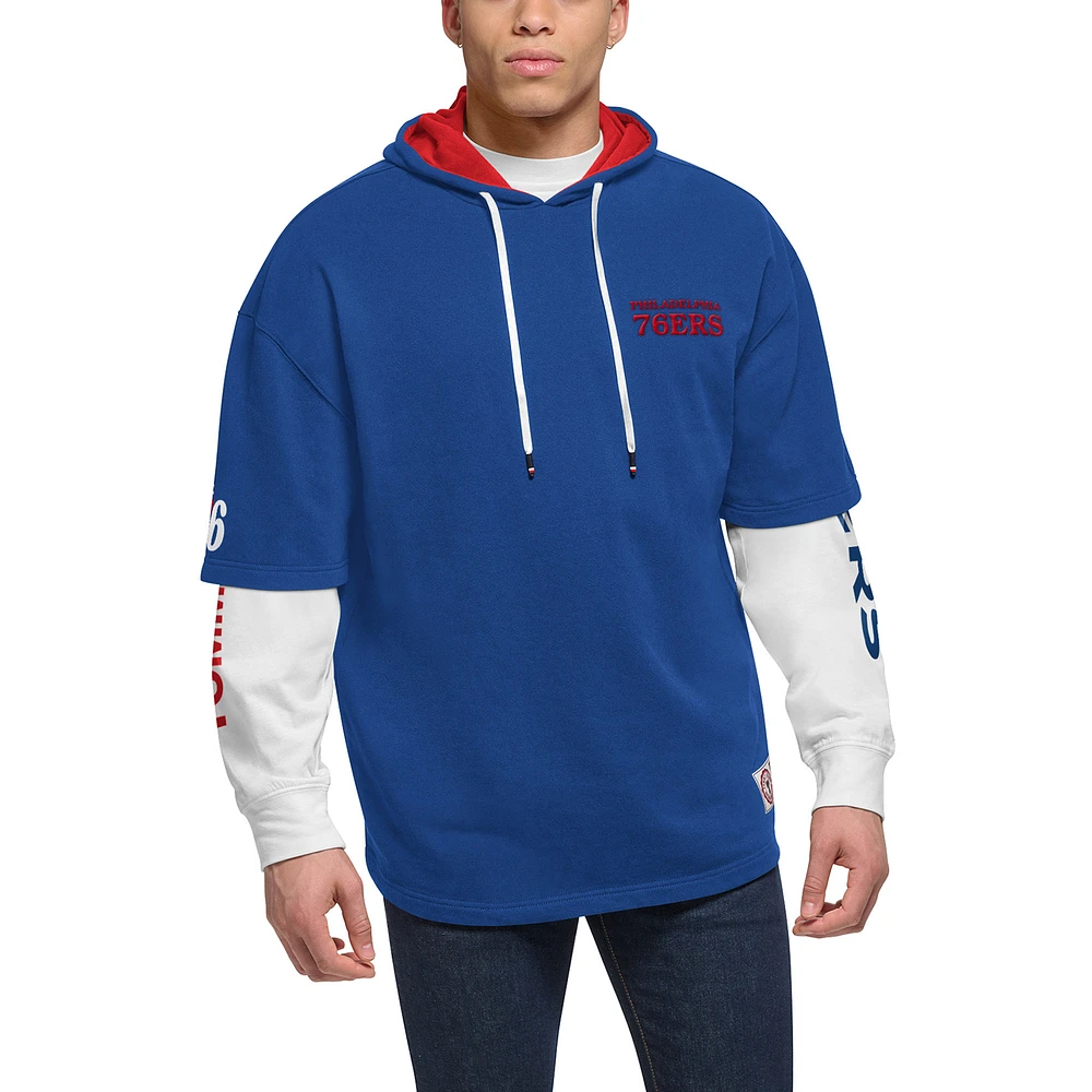 Men's Tommy Jeans Royal/White Philadelphia 76ers Matthew 2-In-1 T-Shirt & Hoodie Combo Set