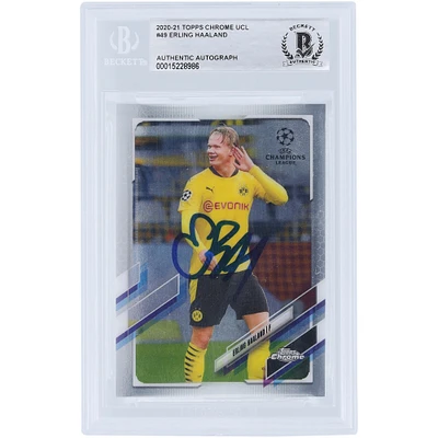 Erling Haaland Borussia Dortmund Autographed 2020-21 Topps Chrome UCL #49 BAS Authenticated Card
