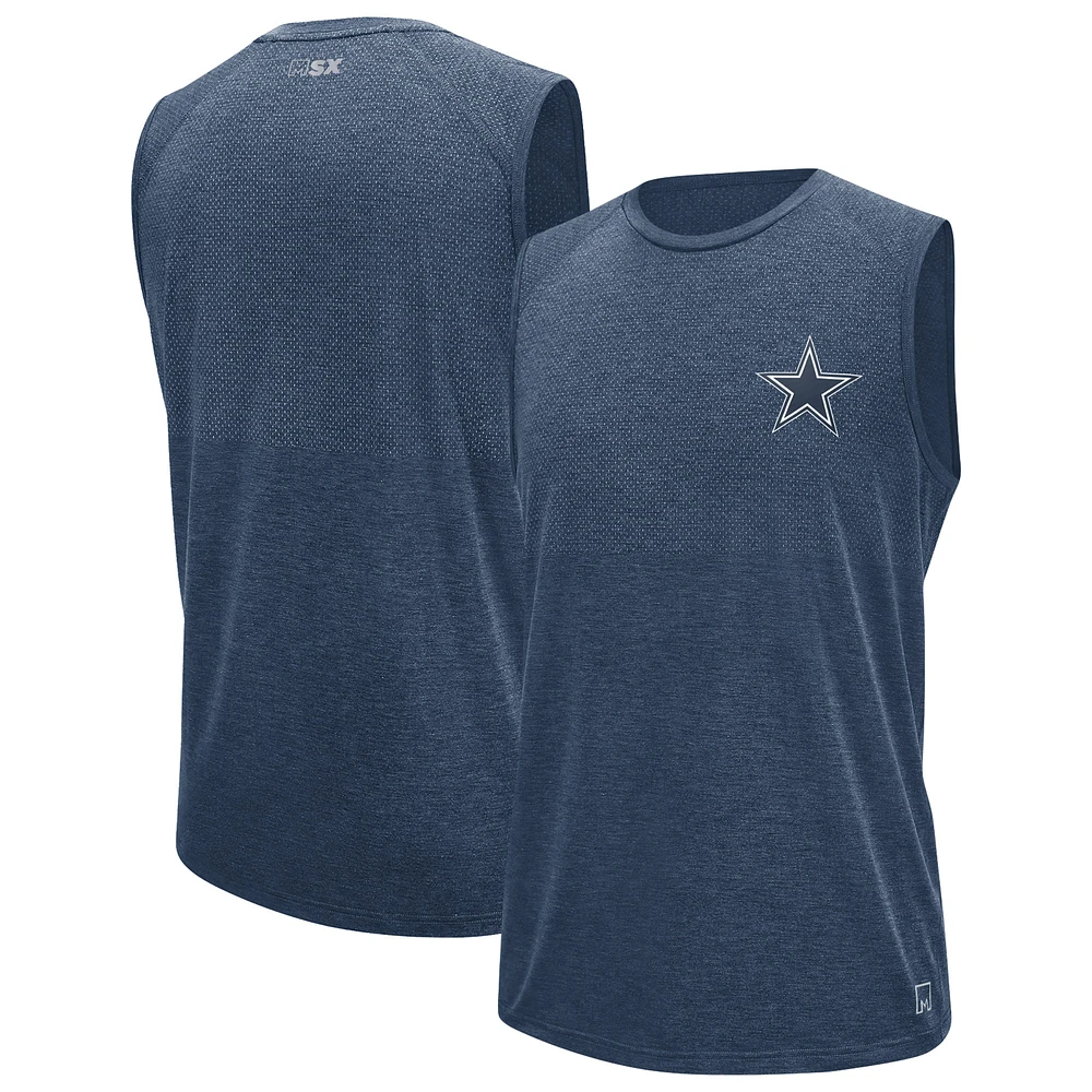 Men's MSX by Michael Strahan Navy Dallas Cowboys Warmup Tri-Blend Sleeveless T-Shirt