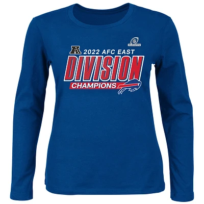 Women's Fanatics Royal Buffalo Bills 2022 AFC East Division Champions Divide & Conquer Plus Long Sleeve T-Shirt