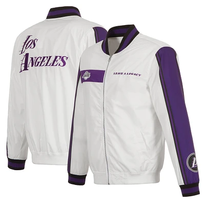 Men's JH Design White Los Angeles Lakers 2022/23 City Edition Full-Zip Nylon Bomber Jacket
