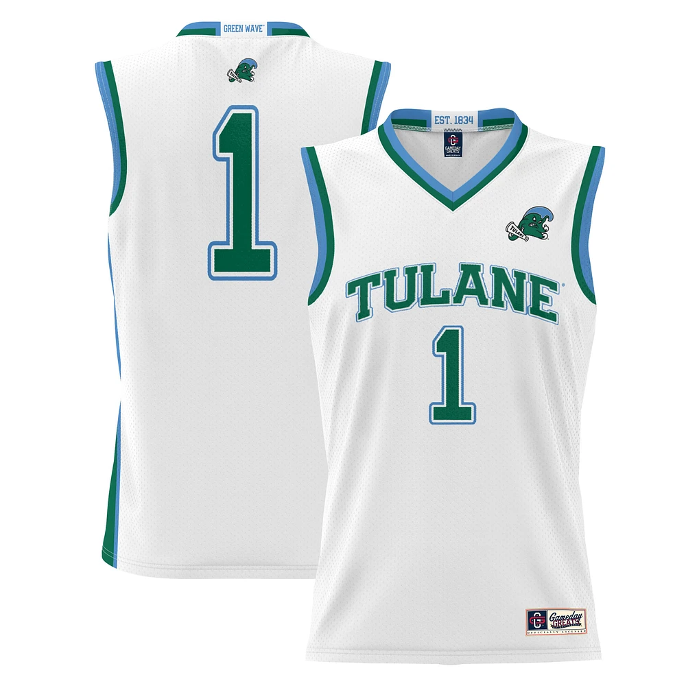 Male GameDay Greats #1 White Tulane Green Wave Lightweight Basketball Jersey