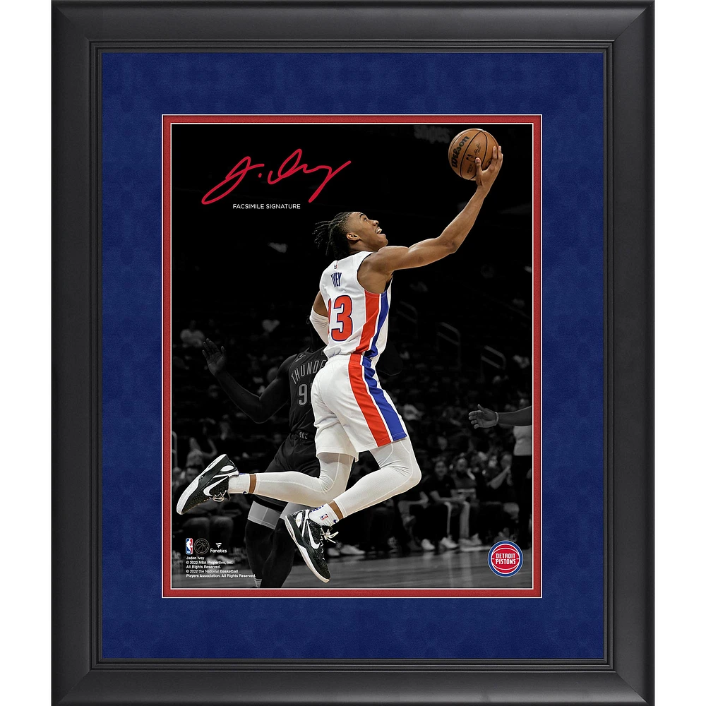 Jaden Ivey Detroit Pistons Facsimile Signature Framed 11" x 14" Spotlight Photograph