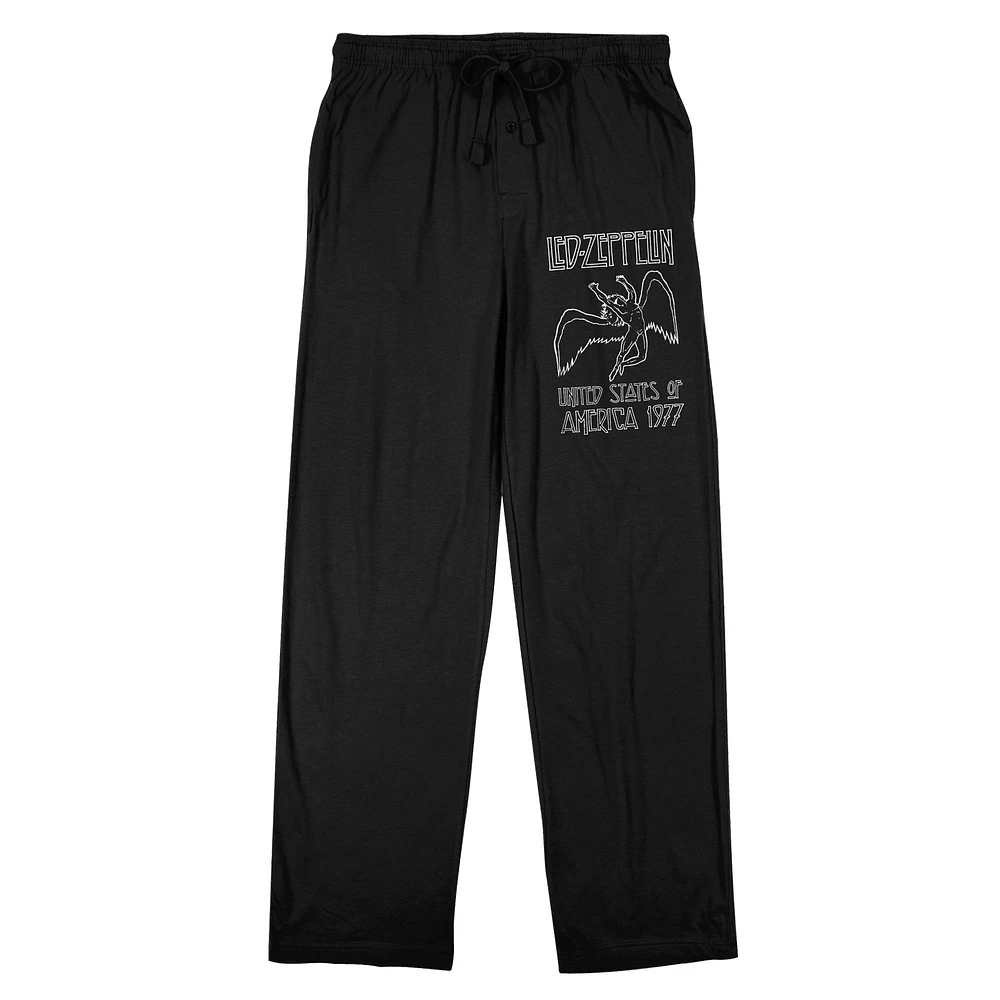Men's BIOWORLD Black Led Zeppelin USA 1977 Pajama Pants
