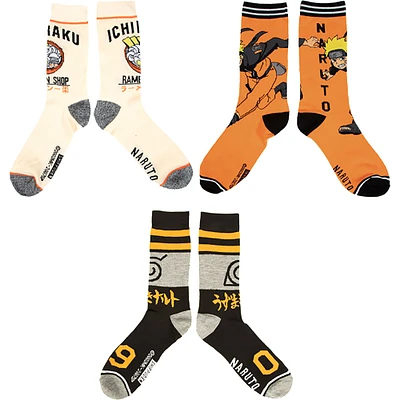 Men's BIOWORLD Naruto 3-Pack Crew Socks Set
