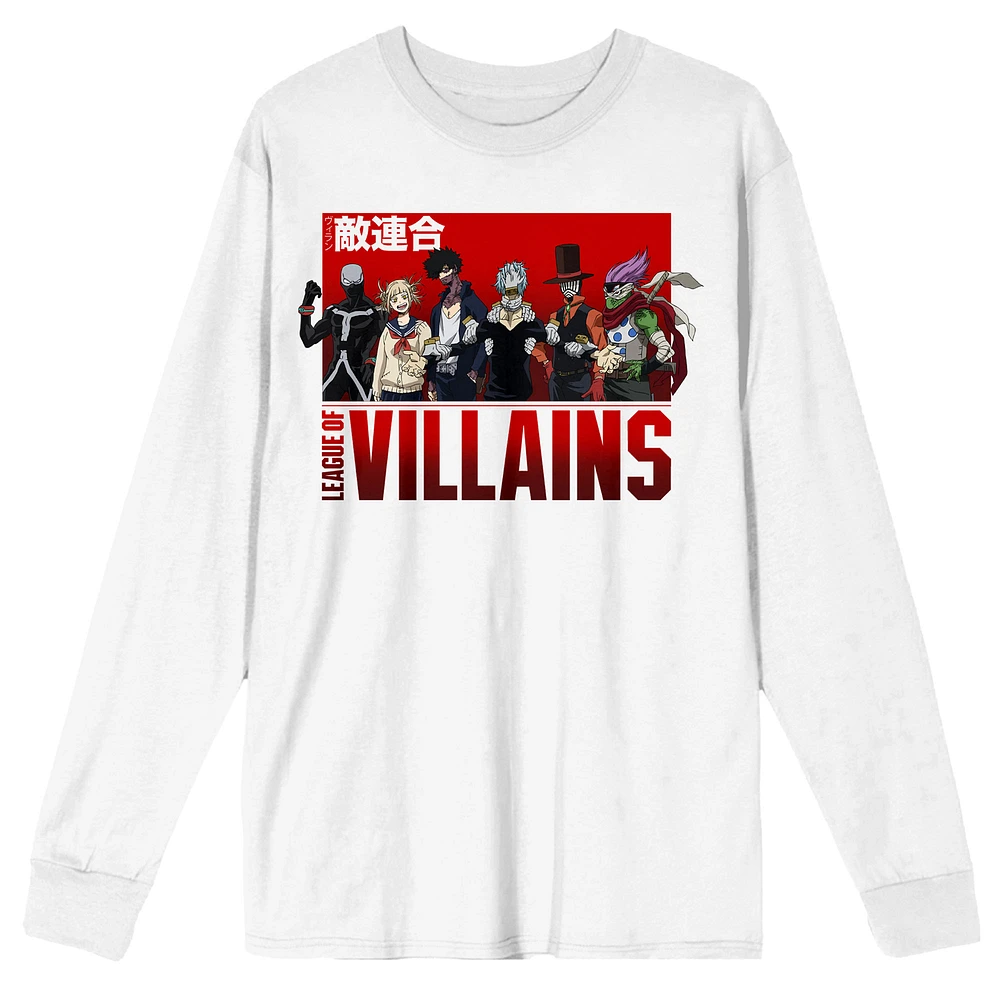 Unisex BIOWORLD White My Hero Academia League of Villains Long Sleeve T-Shirt