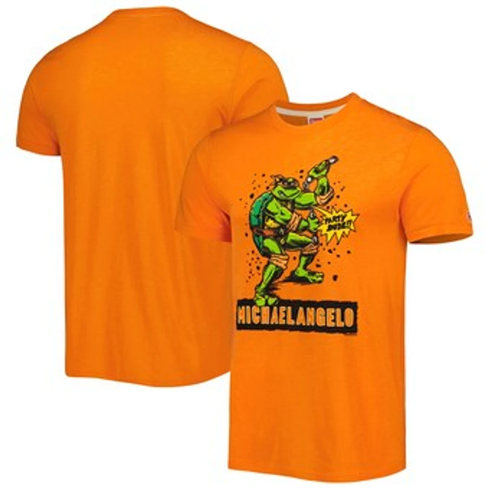 Unisex Homage Orange Teenage Mutant Ninja Turtles Michaelangelo Tri-Blend T-Shirt