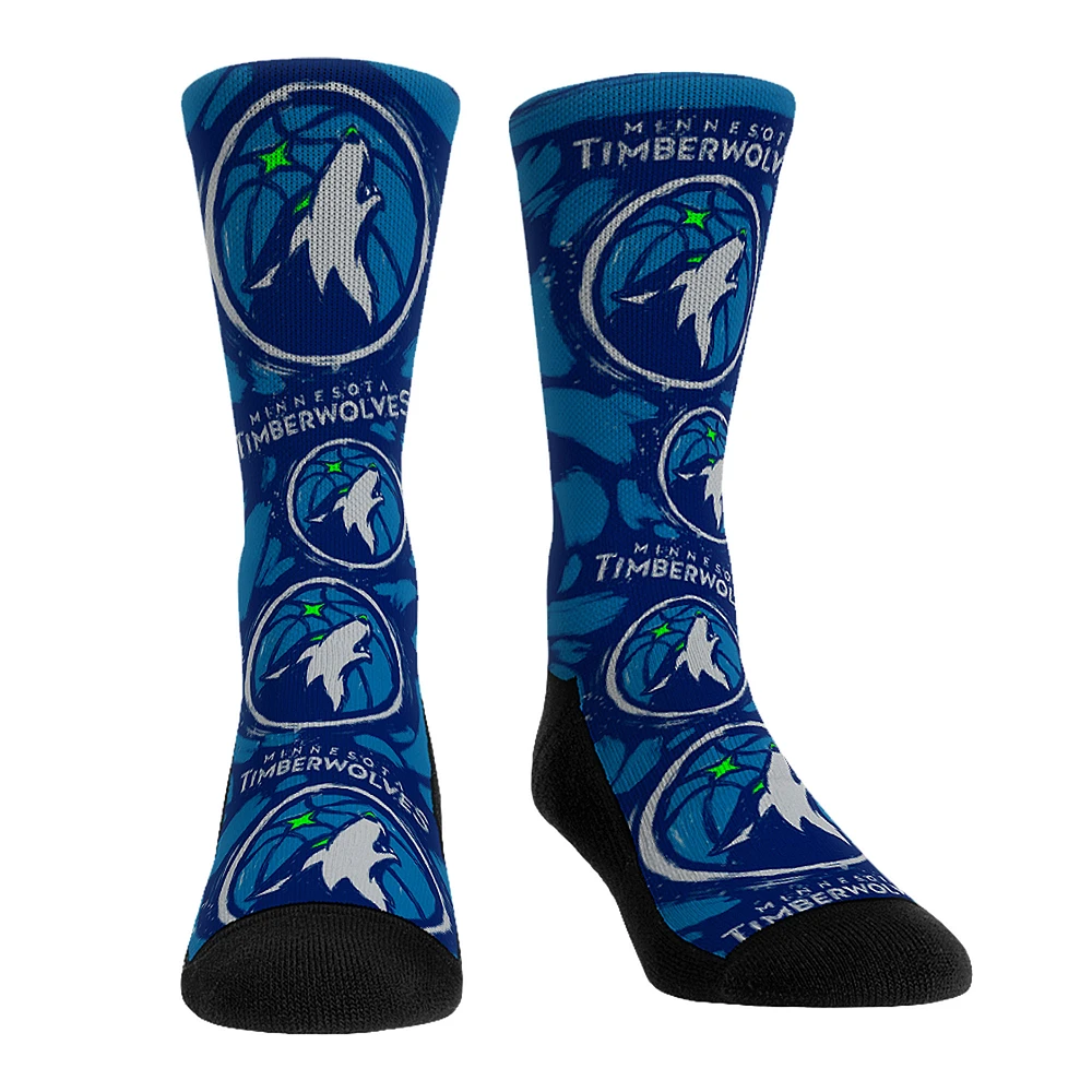 Unisex Rock Em Socks Minnesota Timberwolves Allover Logo & Paint Crew