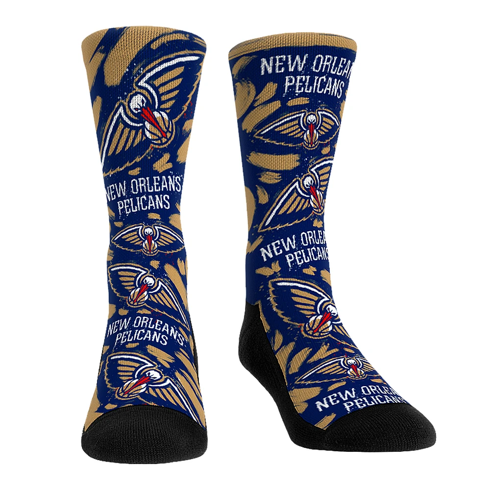 Unisex Rock Em Socks New Orleans Pelicans Allover Logo & Paint Crew Socks
