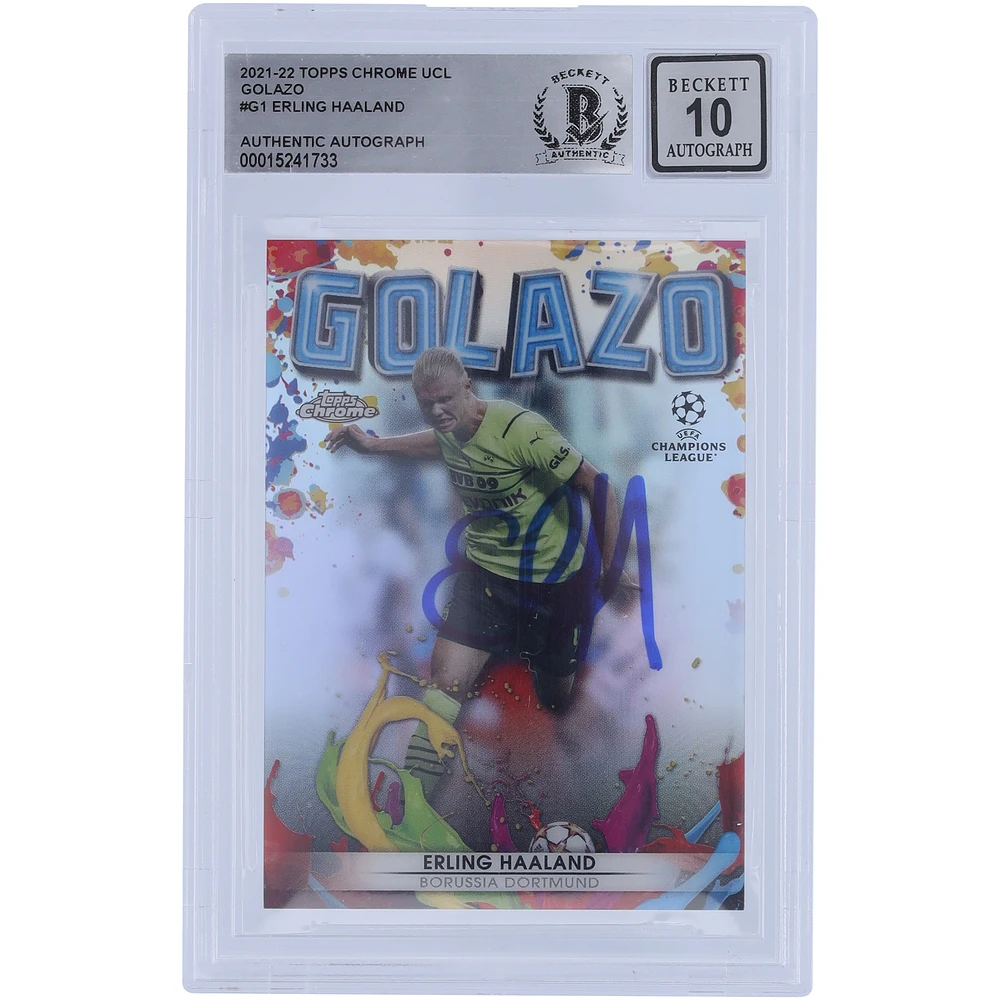 Erling Haaland Borussia Dortmund Autographed 2021 Topps Chrome Golazo #G-1 BAS Authenticated 10 Card