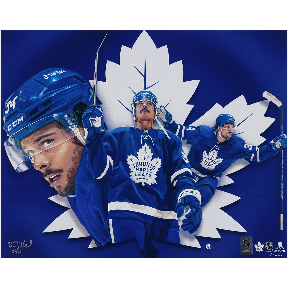 Auston Matthews Toronto Maple Leafs Unsigned 16" x 20" Photo Print - Designed and Signed by Artist Brian Konnick - Limited Edition of 25