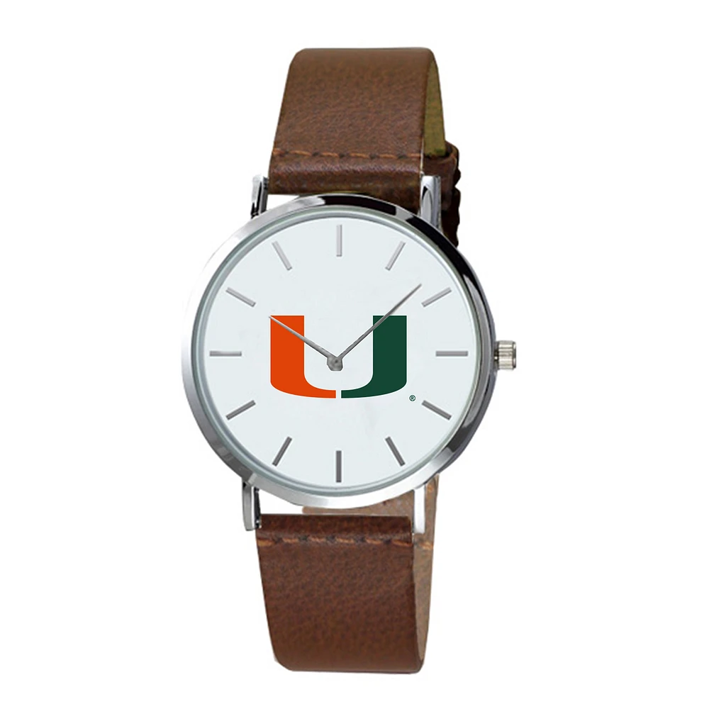 Miami Hurricanes Plexus Brown Leather Watch