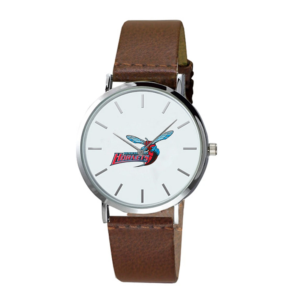 Delaware State Hornets Plexus Brown Leather Watch