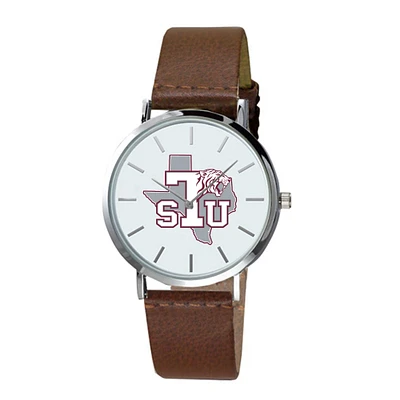 Texas Southern Tigers Plexus Brown Leather Watch