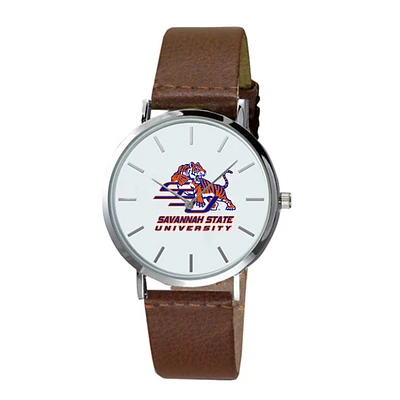 Savannah State Tigers Plexus Brown Leather Watch