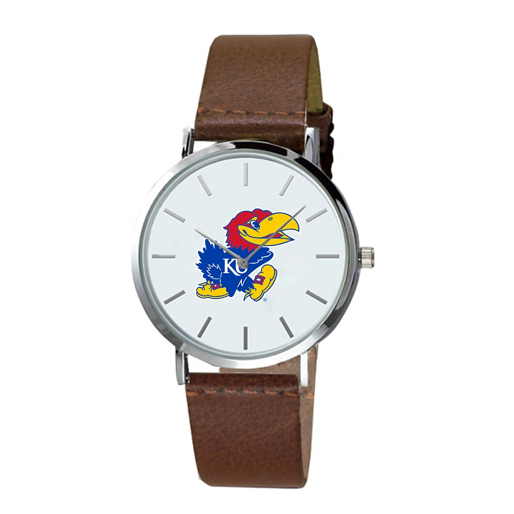Kansas Jayhawks Plexus Brown Leather Watch