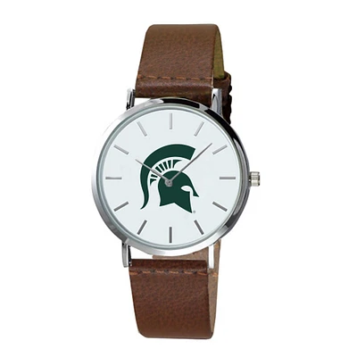 Michigan State Spartans Plexus Brown Leather Watch