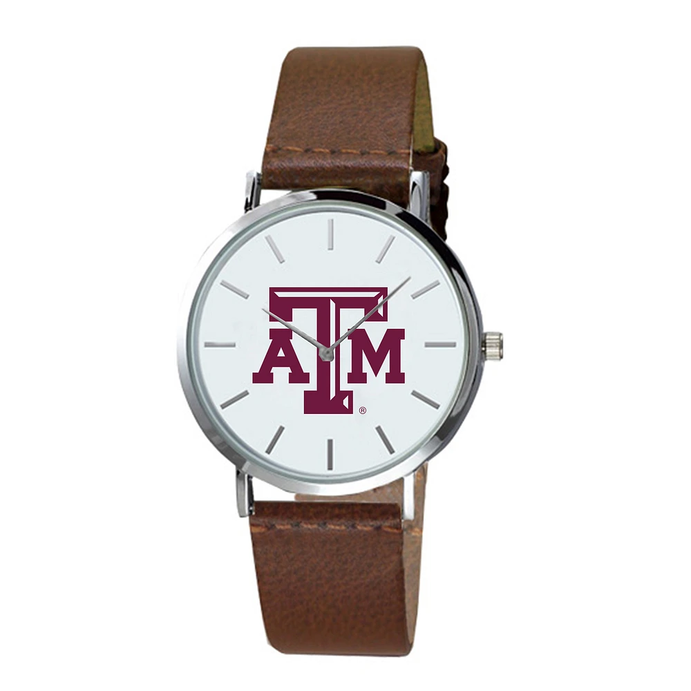 Texas A&M Aggies Plexus Brown Leather Watch
