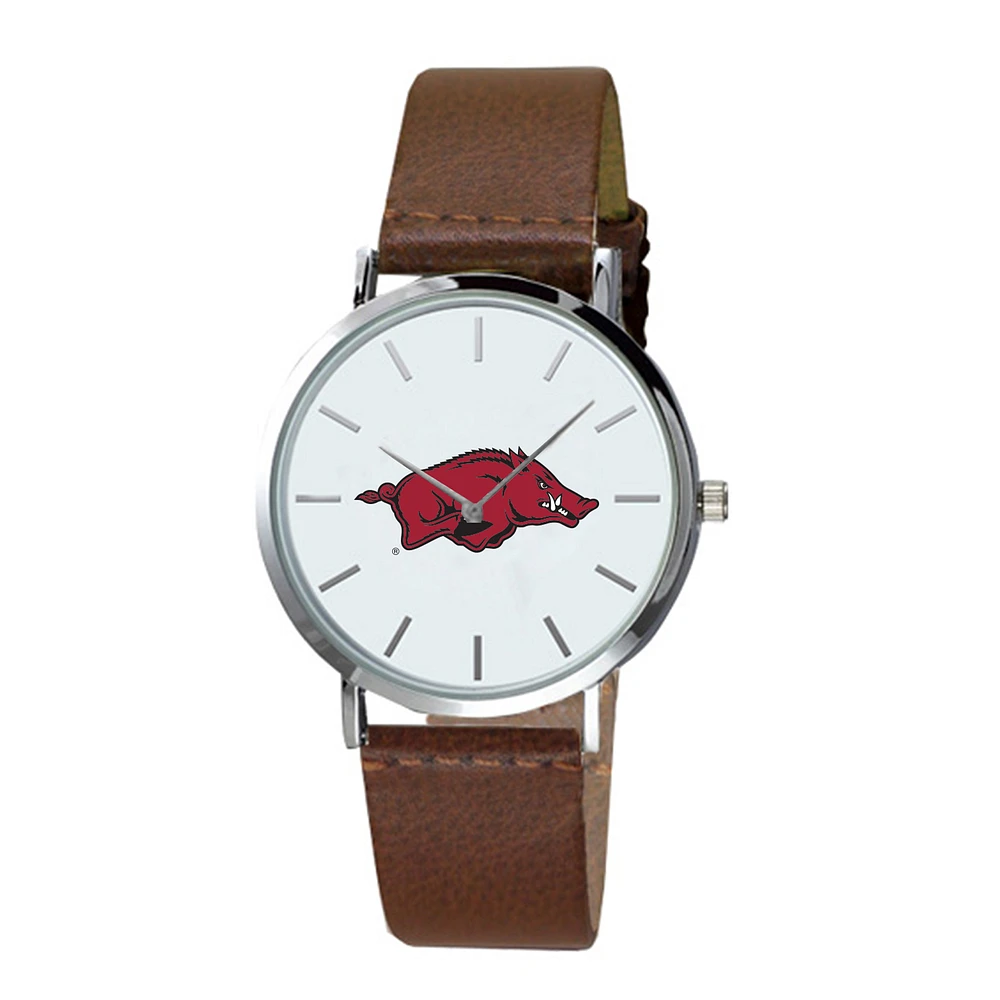 Arkansas Razorbacks Plexus Brown Leather Watch