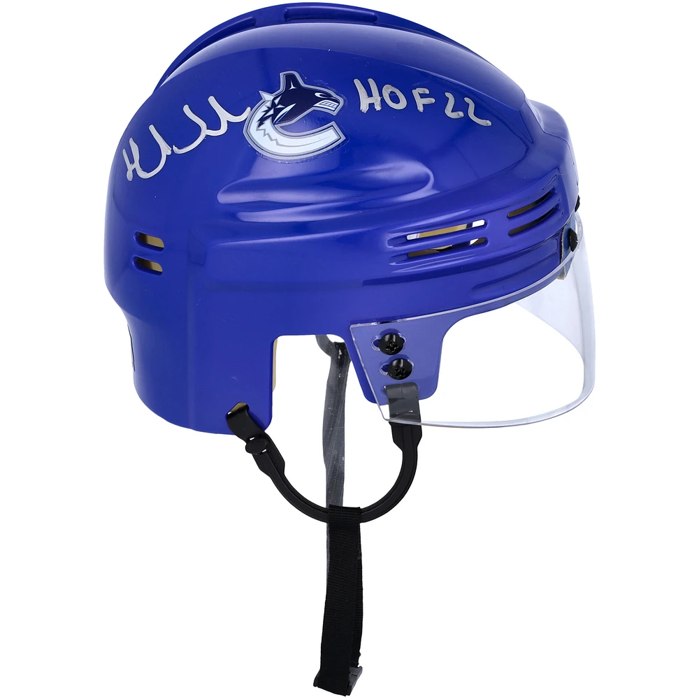 Henrik Sedin Vancouver Canucks Autographed Blue Mini Helmet with "HOF 22" Inscription