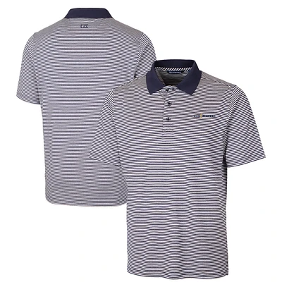 Men's Cutter & Buck Navy THE PLAYERS DryTec Forge Tonal Stripe Stretch Polo