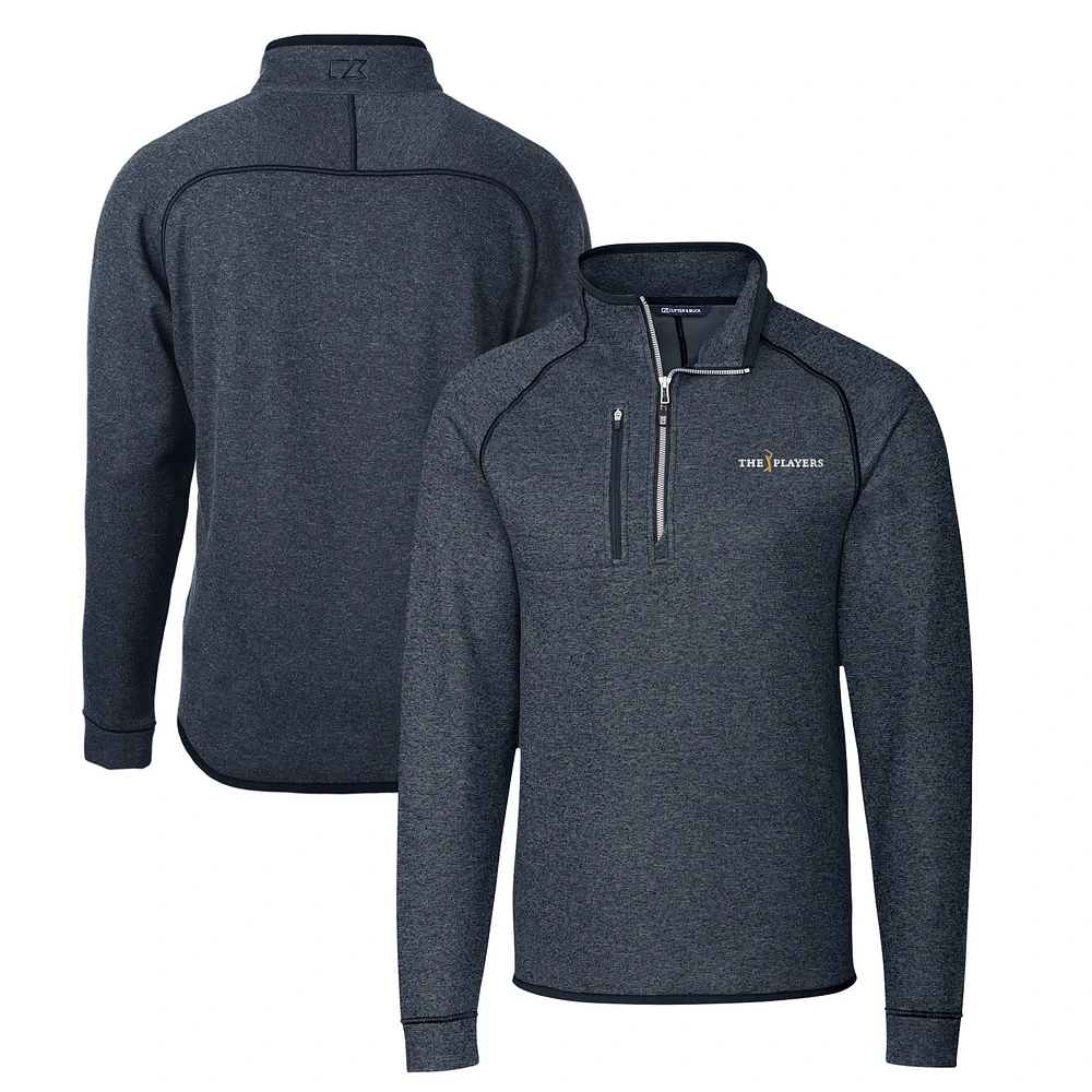 Men's Cutter & Buck Heather Navy THE PLAYERS Mainsail Sweater-Knit Half-Zip Pullover Jacket
