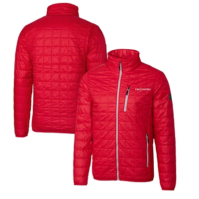 Men's Cutter & Buck Red THE PLAYERS Rainier PrimaLoft Eco Insulated Full-Zip Puffer Jacket