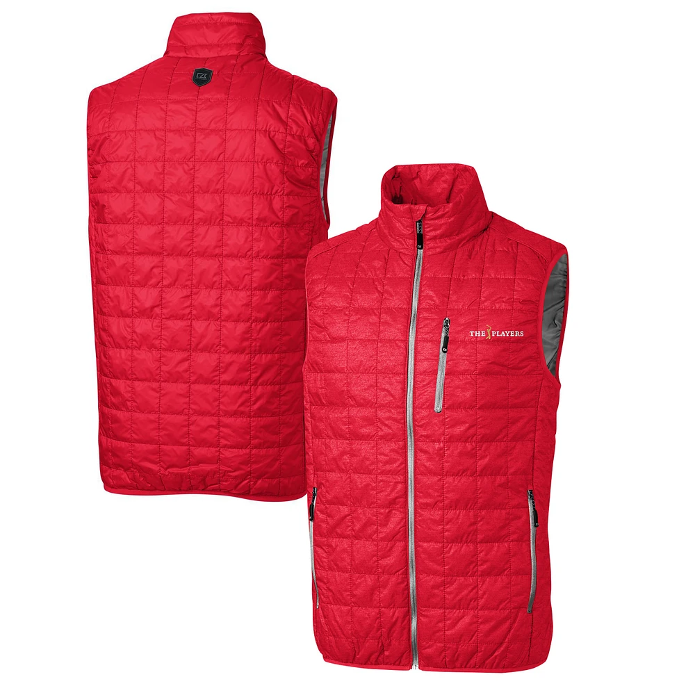 Men's Cutter & Buck Red THE PLAYERS Rainier PrimaLoft Eco Insulated Full-Zip Puffer Vest