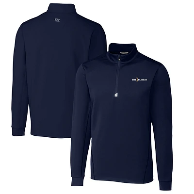 Men's Cutter & Buck Navy THE PLAYERS DryTec Traverse Stretch Quarter-Zip Pullover Top