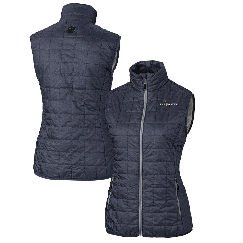 Women's Cutter & Buck Charcoal THE PLAYERS Rainier PrimaLoft Eco Full-Zip Puffer Vest