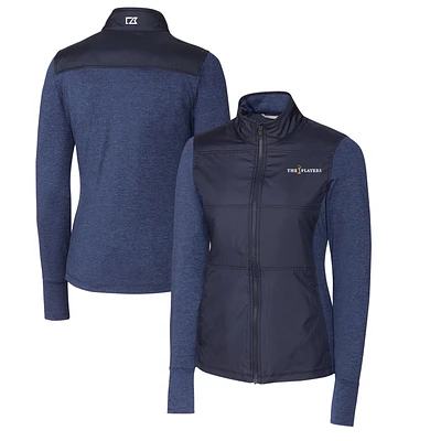 Women's Cutter & Buck Navy THE PLAYERS DryTec Stealth Hybrid Quilted Full-Zip Windbreaker Jacket