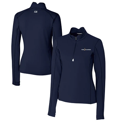 Women's Cutter & Buck Navy THE PLAYERS DryTec Traverse Stretch Quarter-Zip Pullover Top
