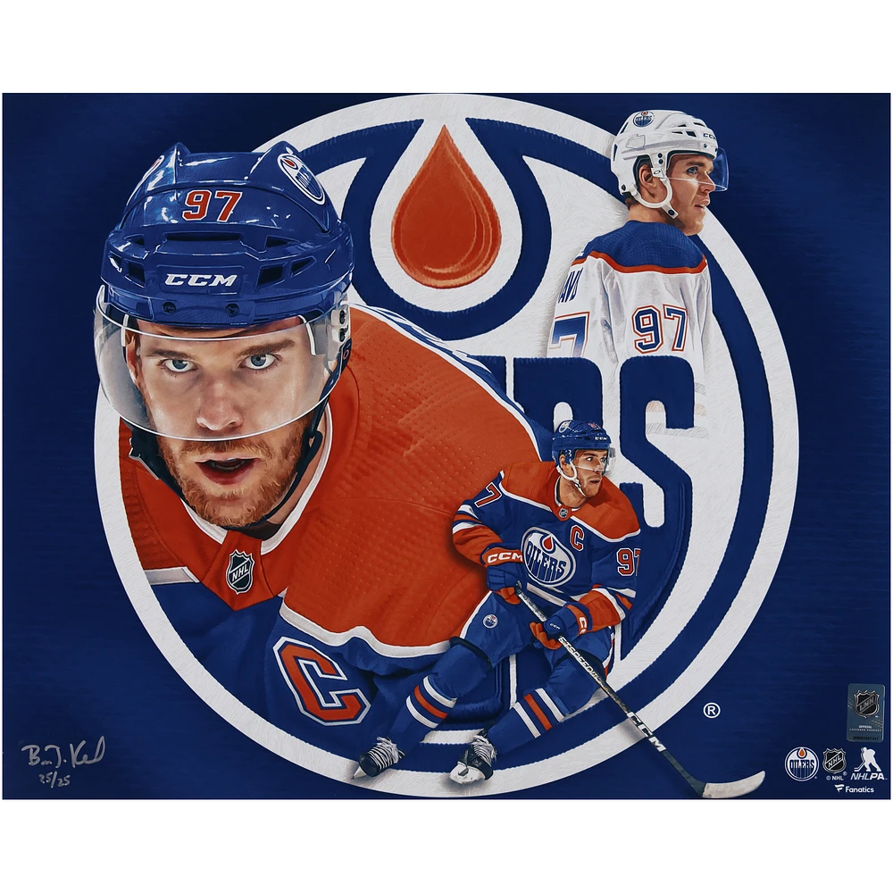 Connor McDavid Edmonton Oilers Unsigned 16" x 20" Photo Print - Designed and Signed by Artist Brian Konnick - Limited Edition of 25