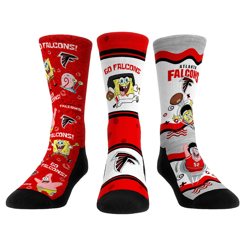 Unisex Rock Em Socks Atlanta Falcons NFL x Nickelodeon Spongebob Squarepants 3-Pack Crew Set